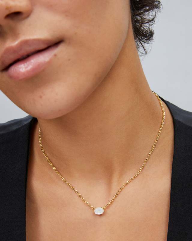 Cailin Gold Pendant Necklace in Ivory Mother-of-Pearl image number 3.0